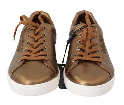 Golden Metallic Leather Sneakers