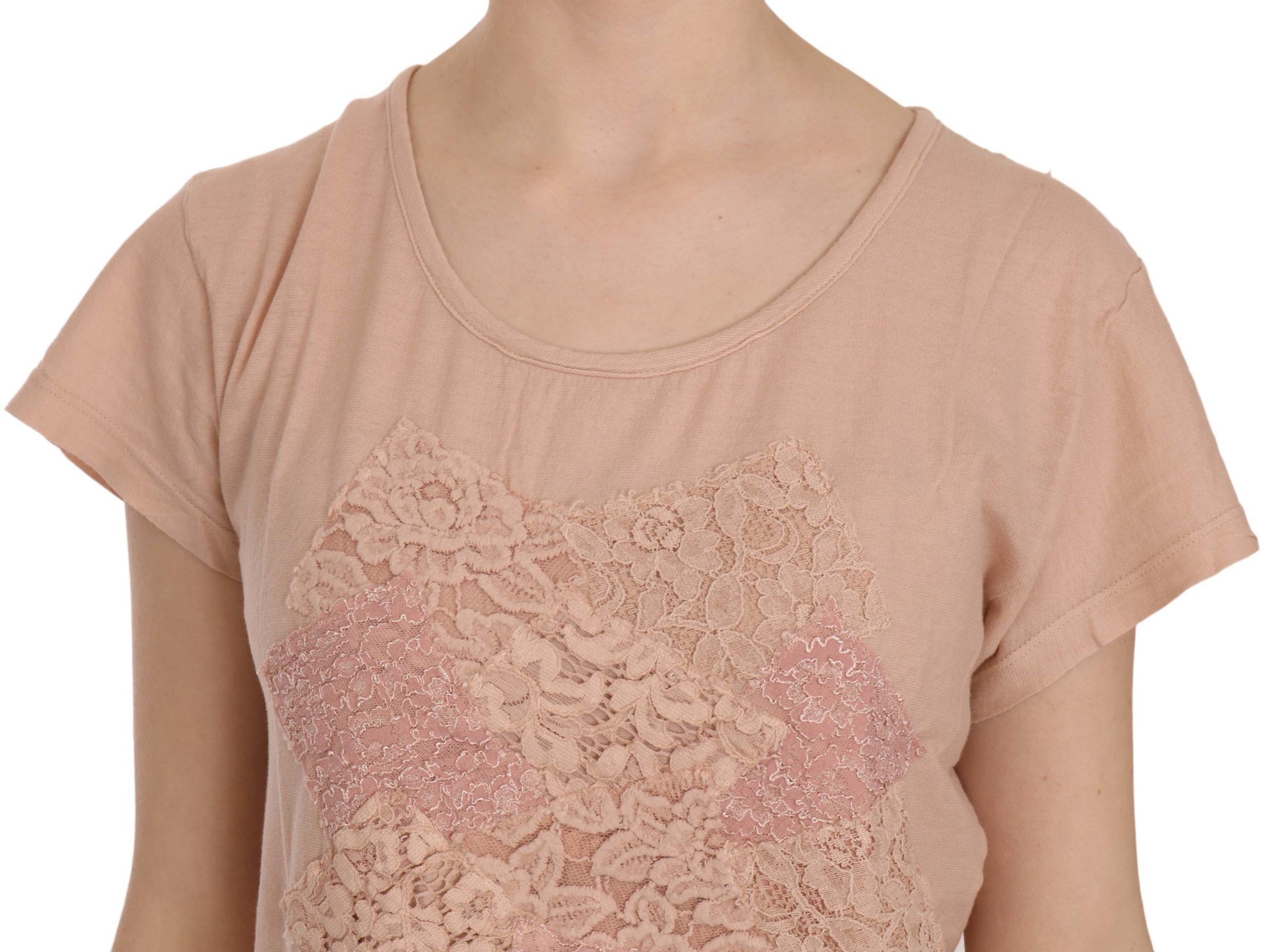 Elegant Cream Lace Round Neck Blouse