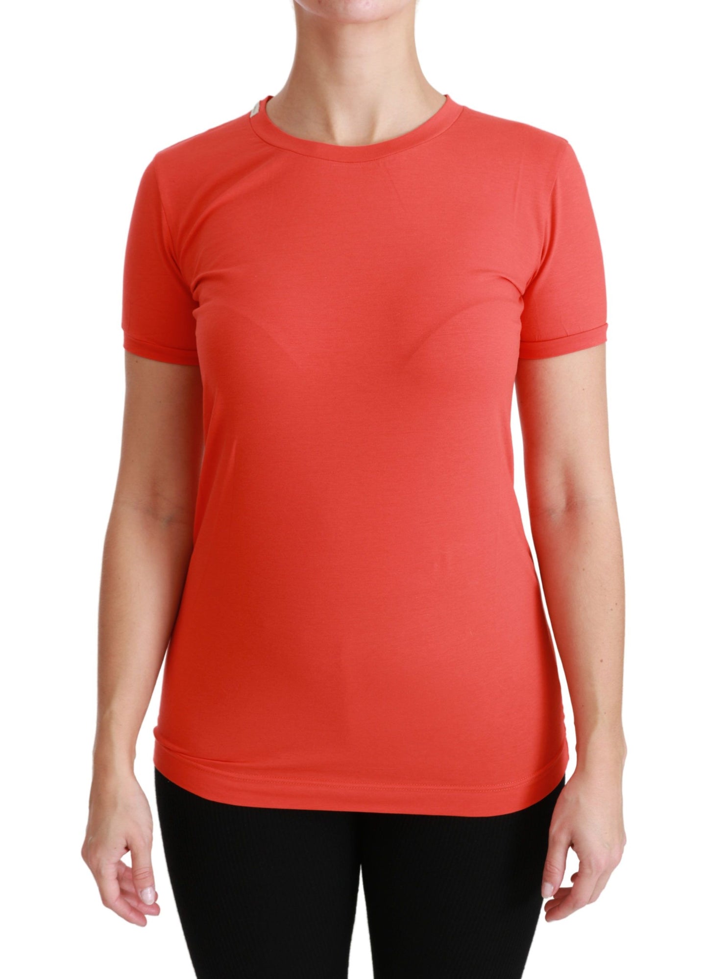 Elegant Red Crewneck Short Sleeve Tee