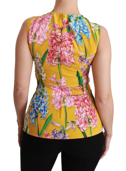 Sunshine Floral Crewneck Sleeveless Blouse