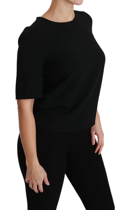 Elegant Black Stretch Blouse Top