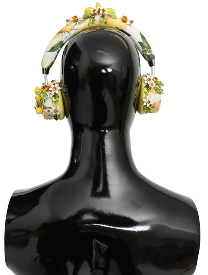 Glamorous Gold-Embellished Leather Headphones