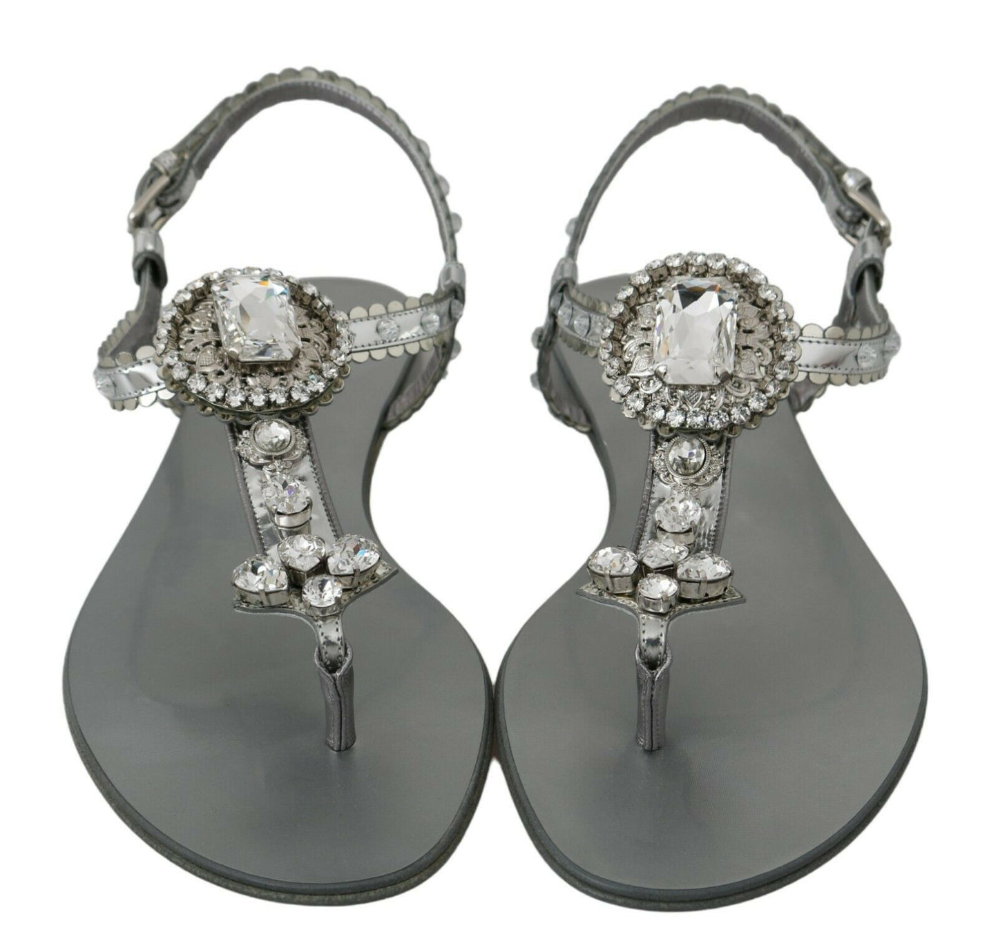 Elegant Silver Flats with Crystal Embellishments