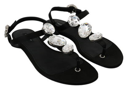 Elegant Crystal-Embellished Silk Sandals