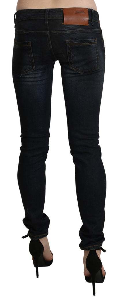 Chic Low Waist Skinny Black Jeans