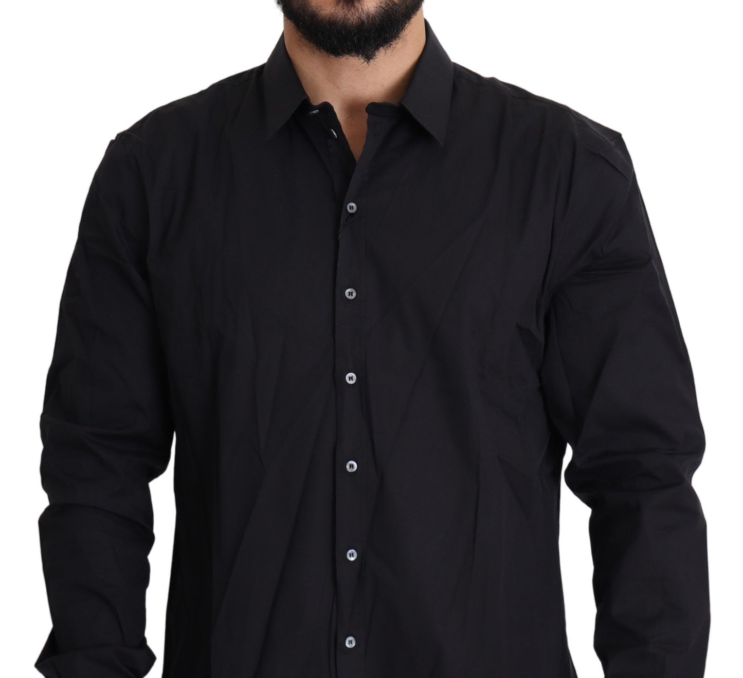 Elegant Slim Fit Black Dress Shirt