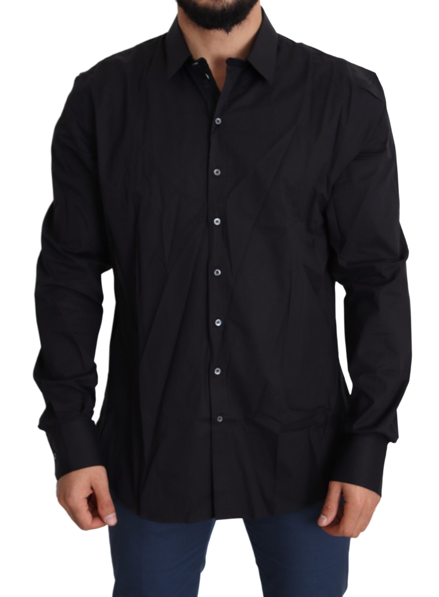 Elegant Slim Fit Black Dress Shirt