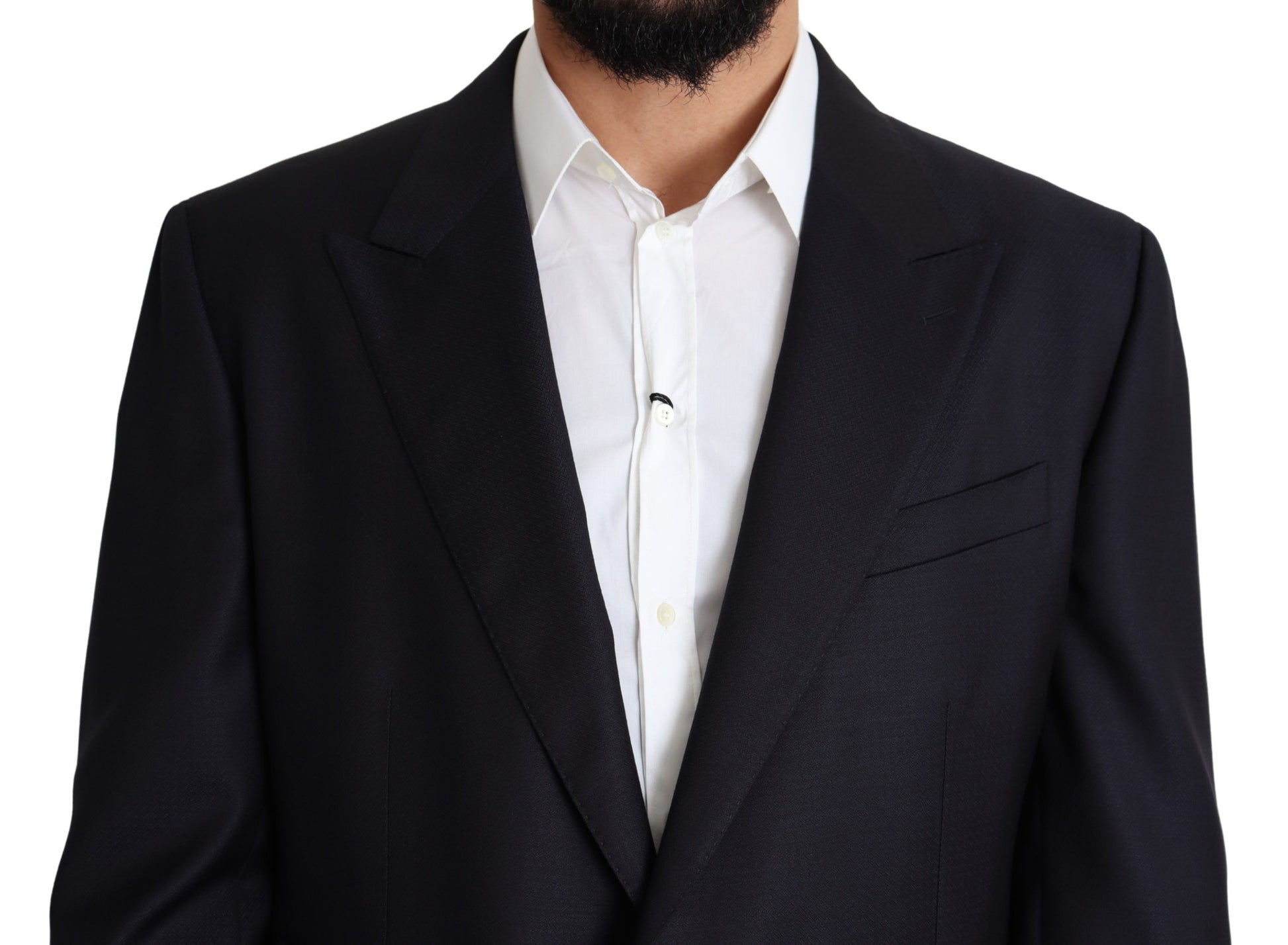 Elegant Black Virgin Wool Men's Blazer