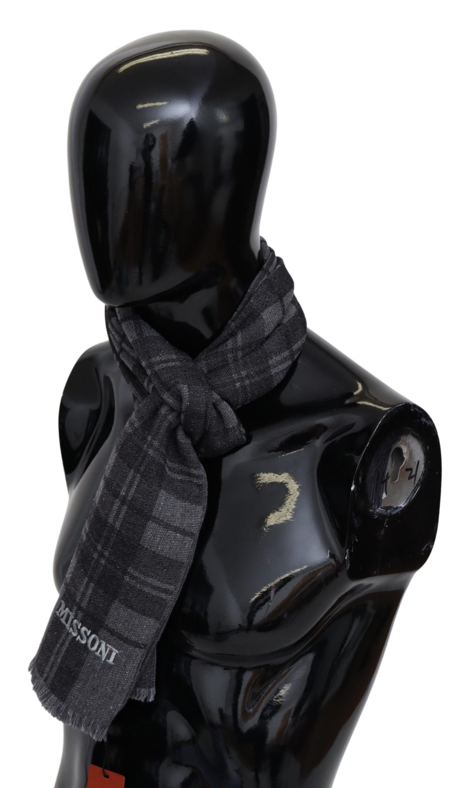 Elegant Unisex Plaid Wool Scarf with Logo Embroidery