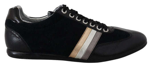 Elegant Black Leather Sport Sneakers