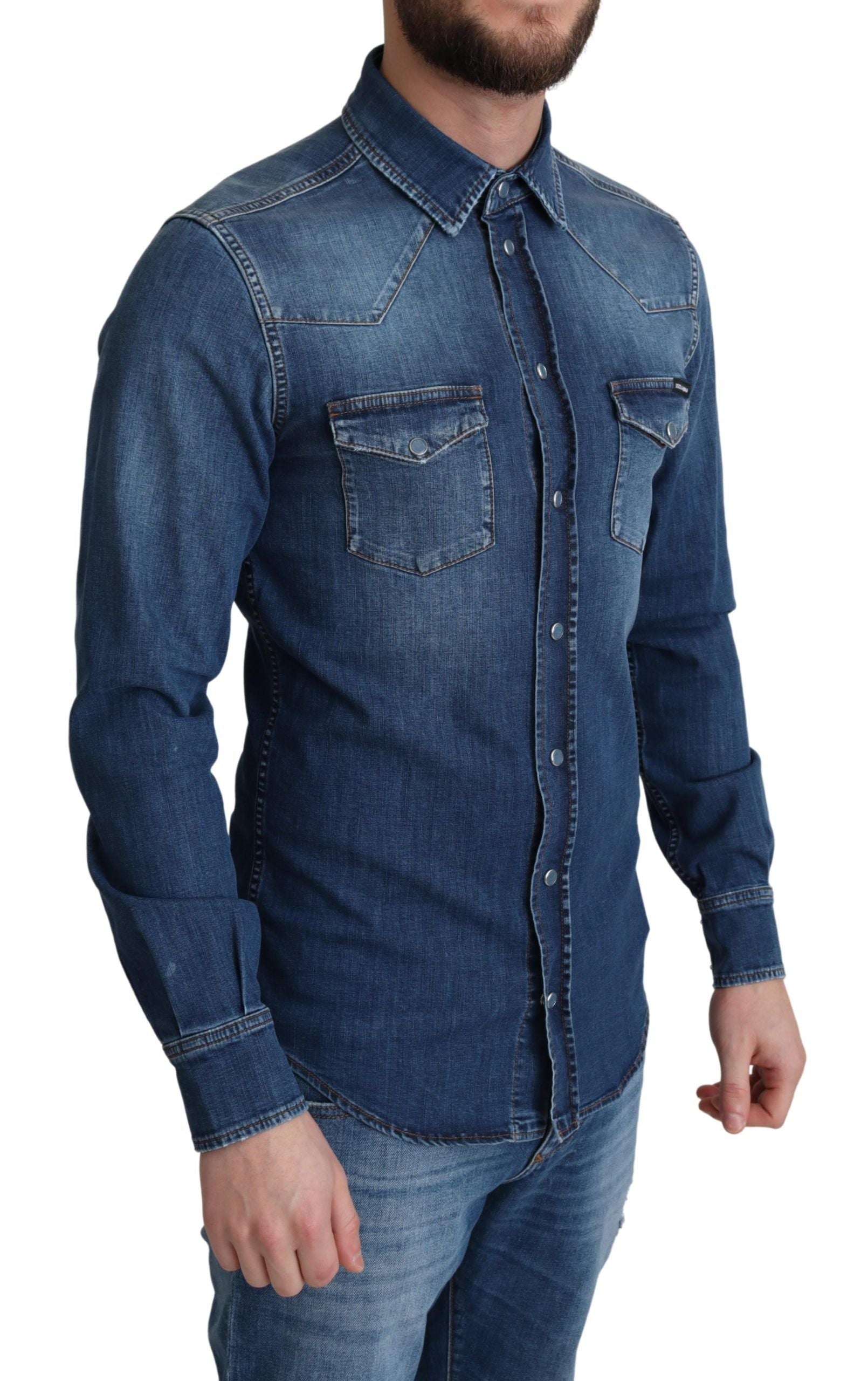 Elegant Denim Long Sleeve Casual Shirt