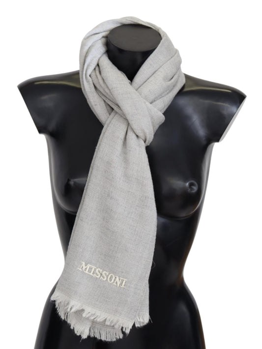 Elegant Wool Scarf with Signature Embroidery