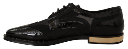 Elegant Gold-Trimmed Black Oxford Lace-Ups