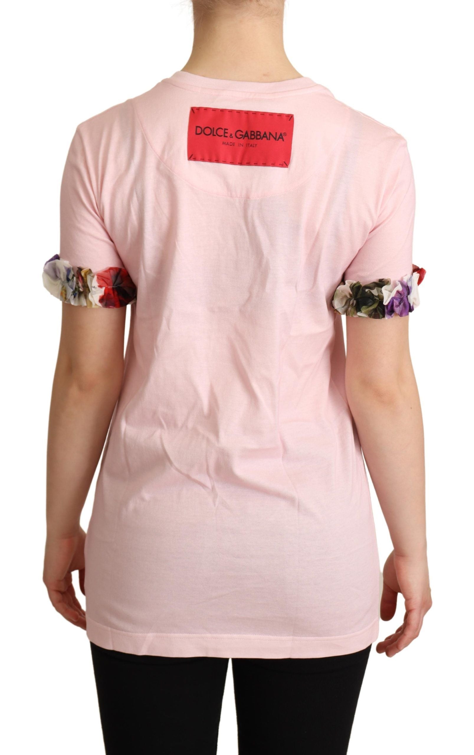 Elegant Floral Rose Applique T-Shirt