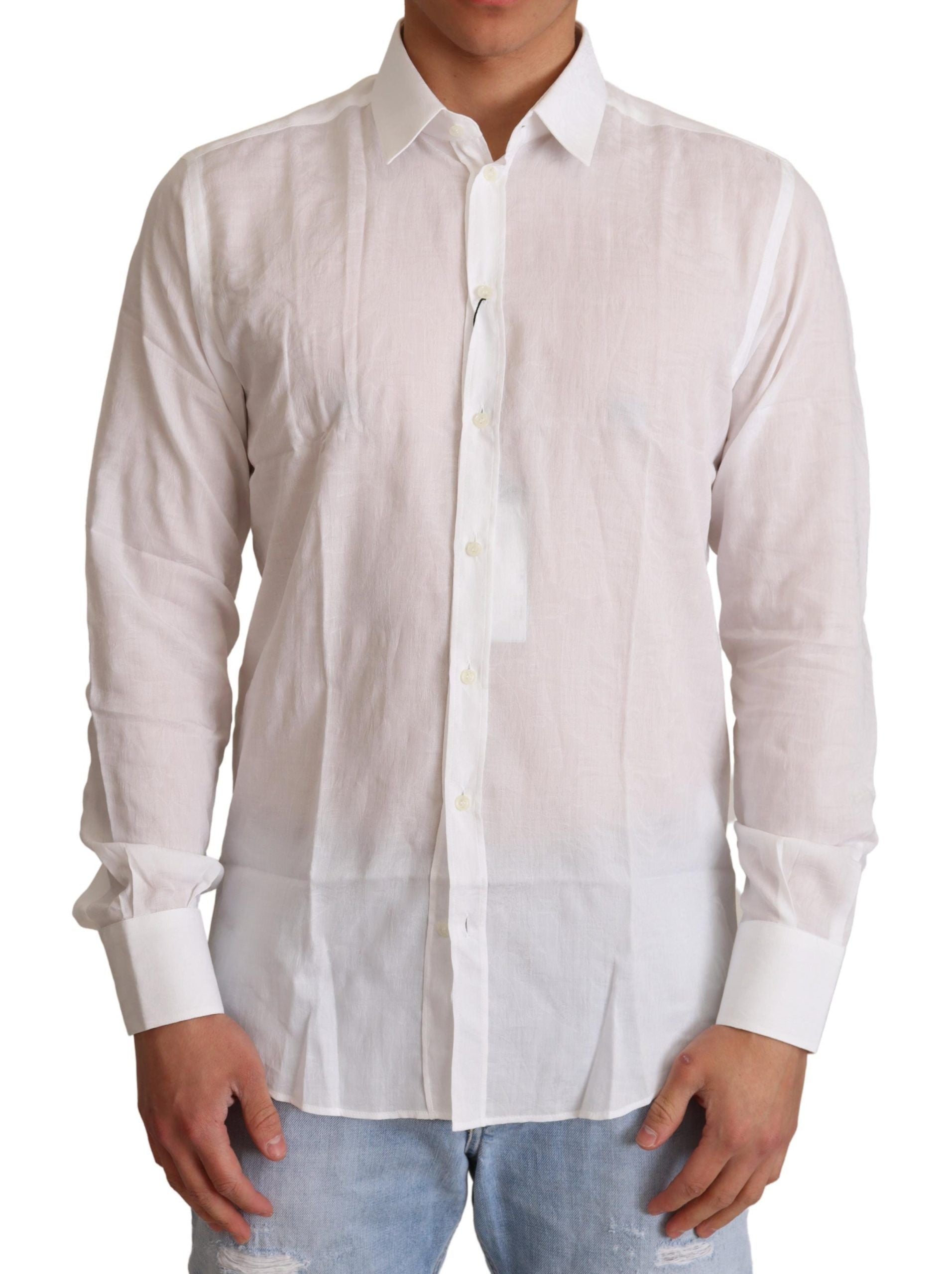 Elegant White Slim Fit Martini Dress Shirt