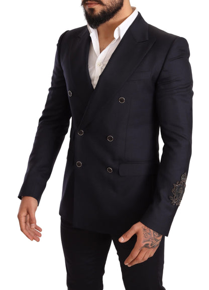 Elegant Navy Cashmere Silk Blend Blazer