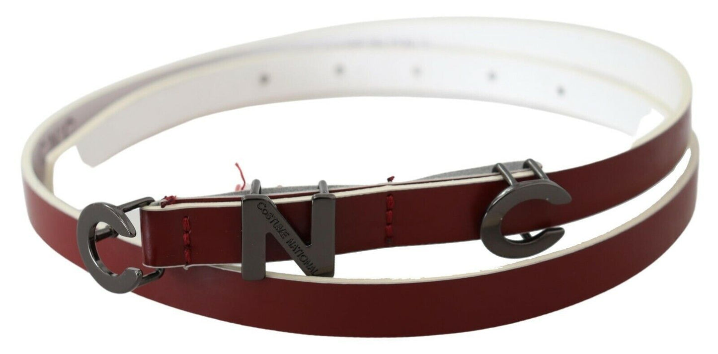 Chic Maroon Leather Fashion Belt