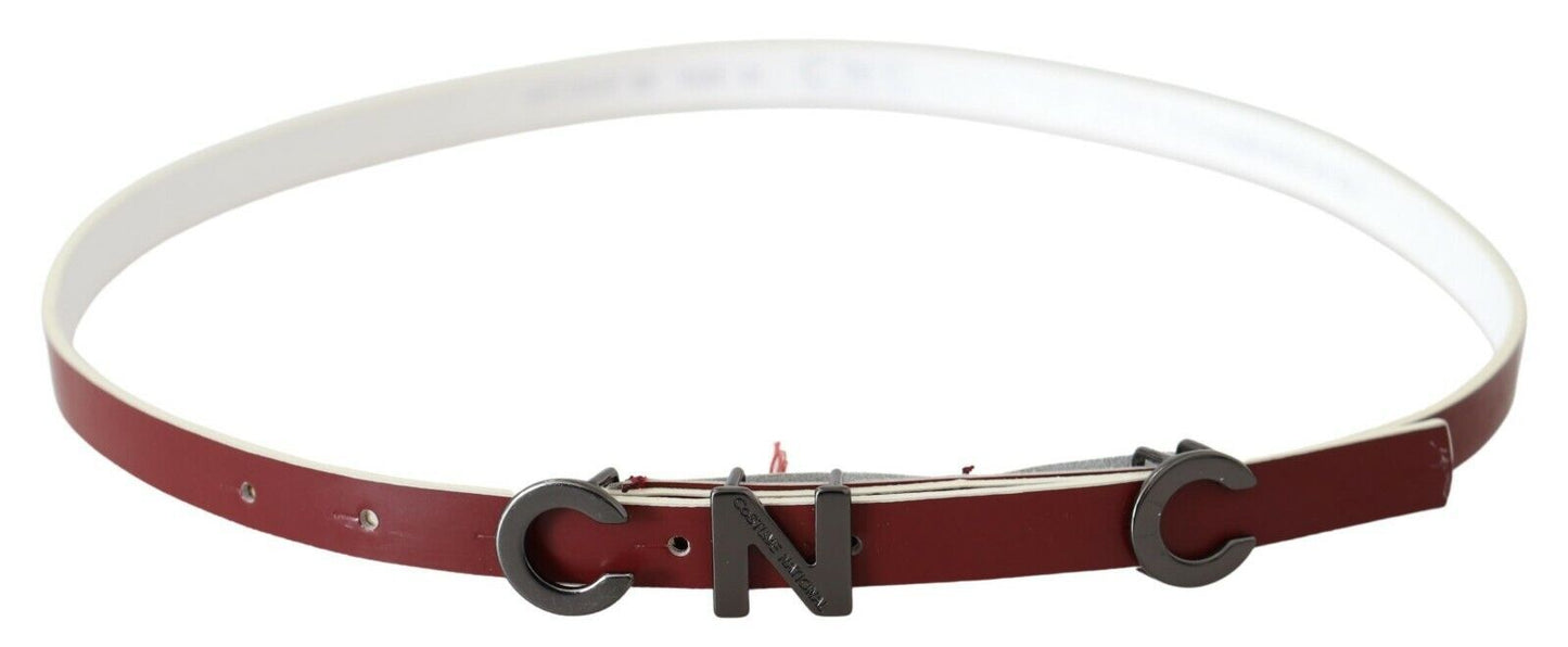 Chic Maroon Leather Fashion Belt