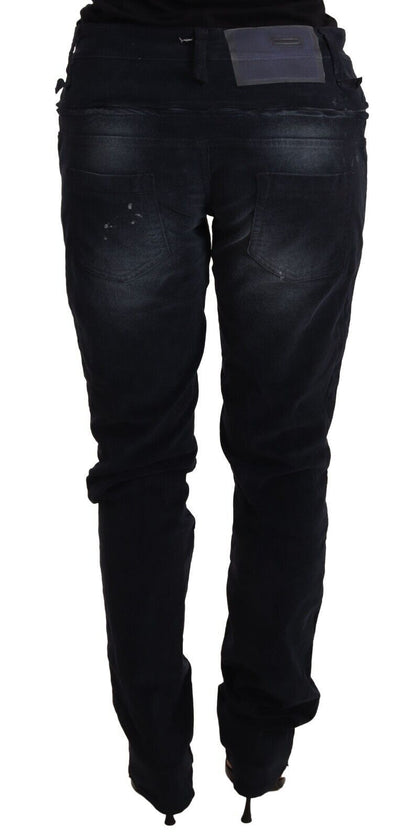 Elegant Dark Blue Slim-Fit Denim