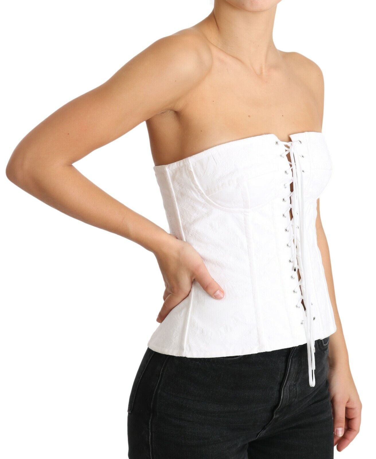 Elegant White Strapless Corset Top