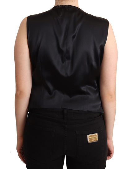 Chic Buttoned Black Waistcoat