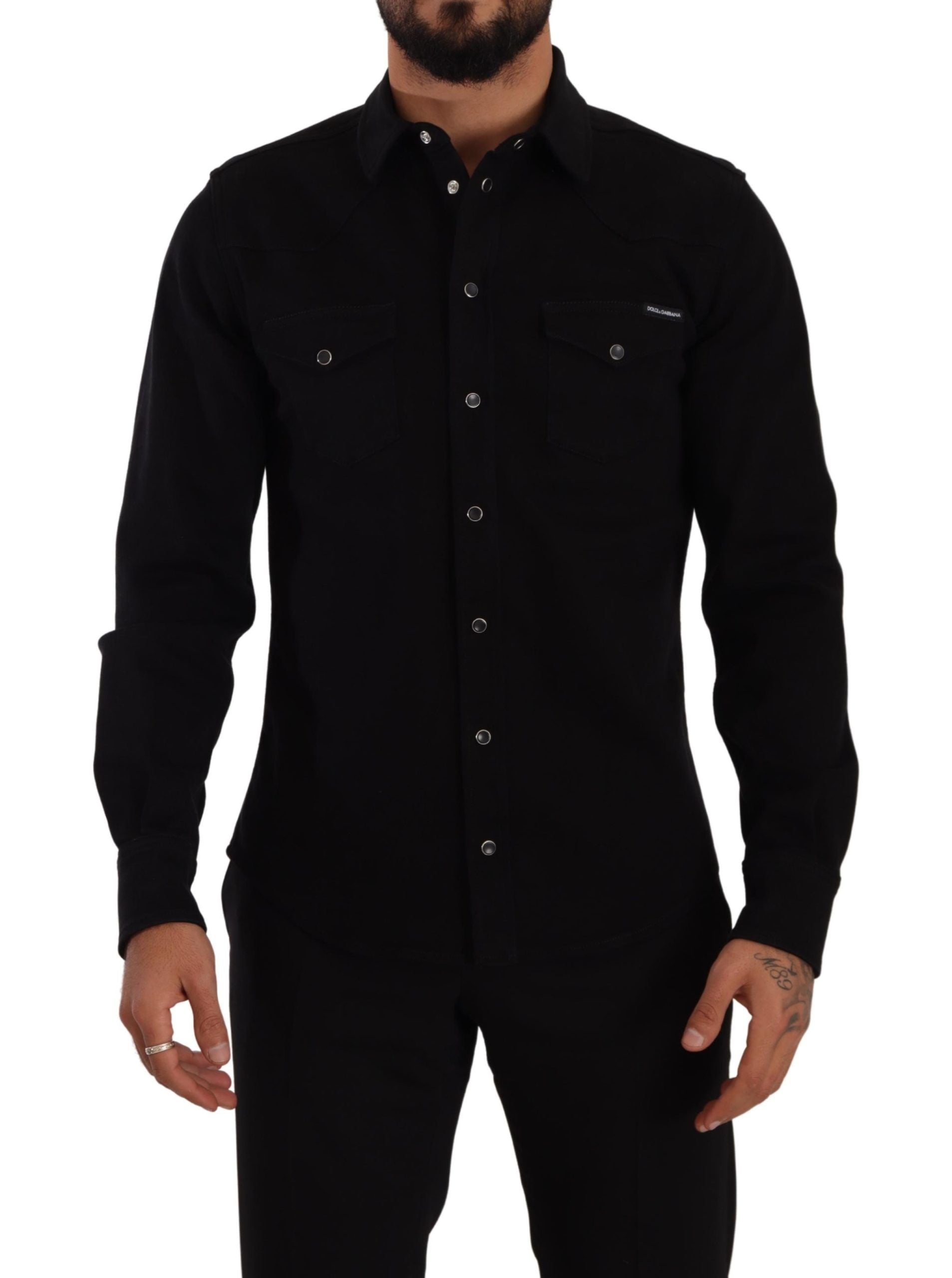 Slim Fit Casual Black Designer Shirt