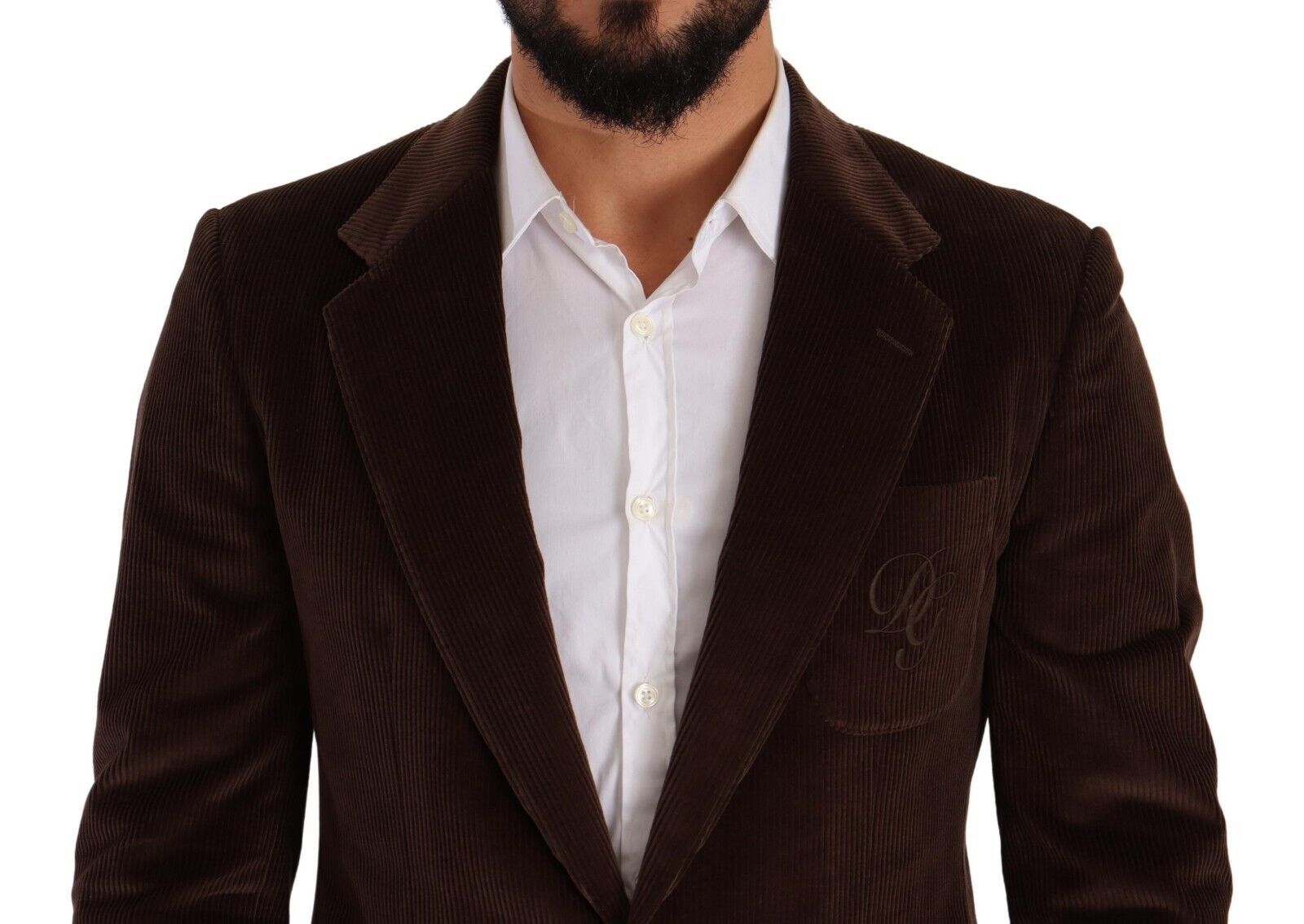 Elegant Brown Corduroy Slim Fit Blazer