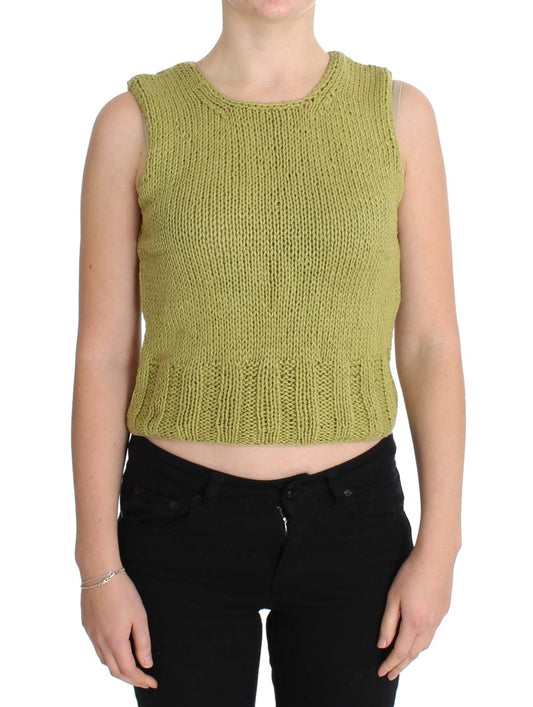 Chic Green Knitted Sleeveless Vest Sweater