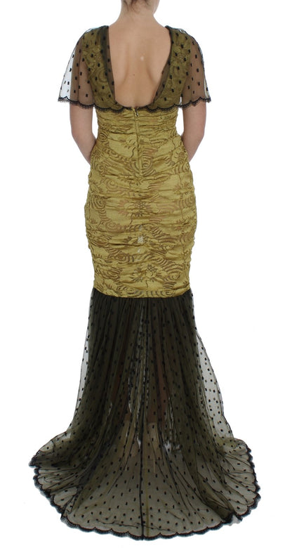 Yellow Floral Lace Sheath Dress