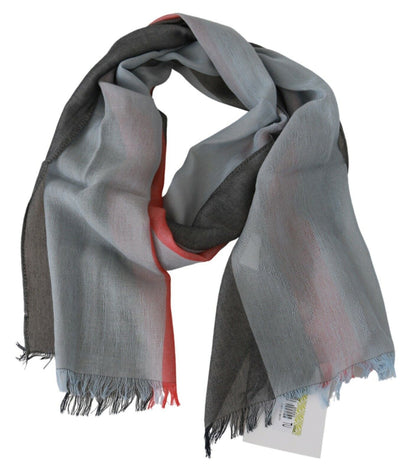 Elegant Gray Italian Cotton Scarf