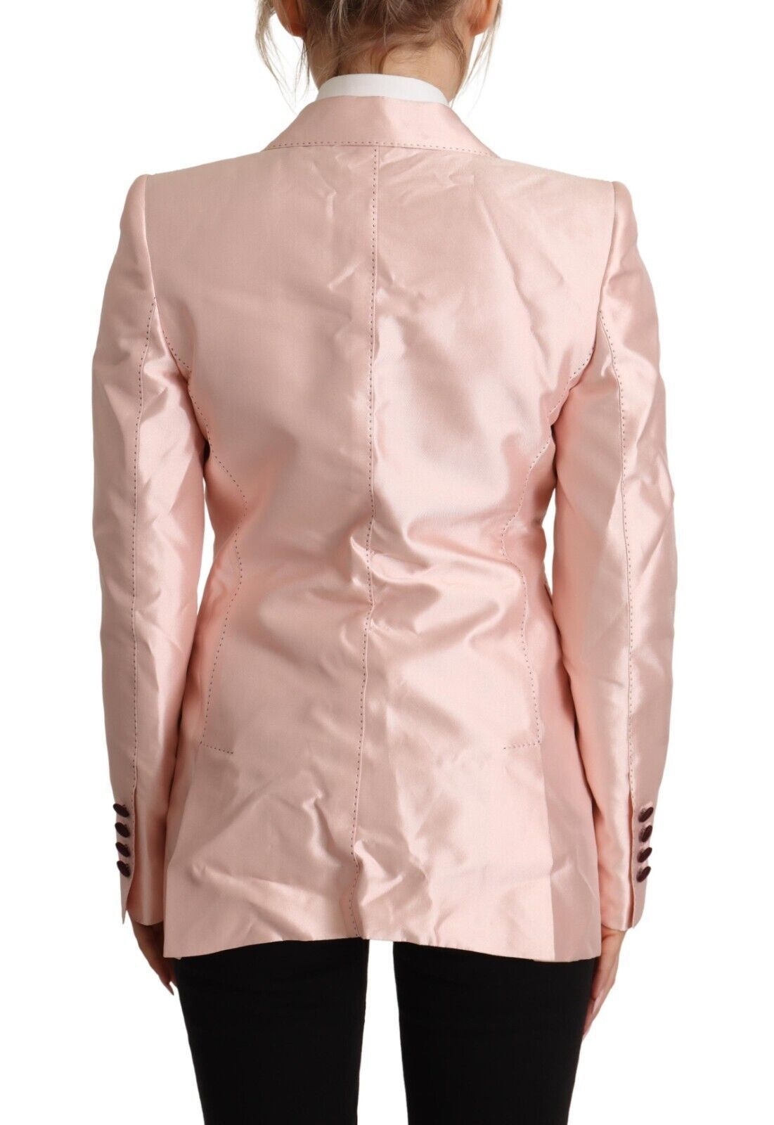 Elegant Pink Silk Blazer Jacket