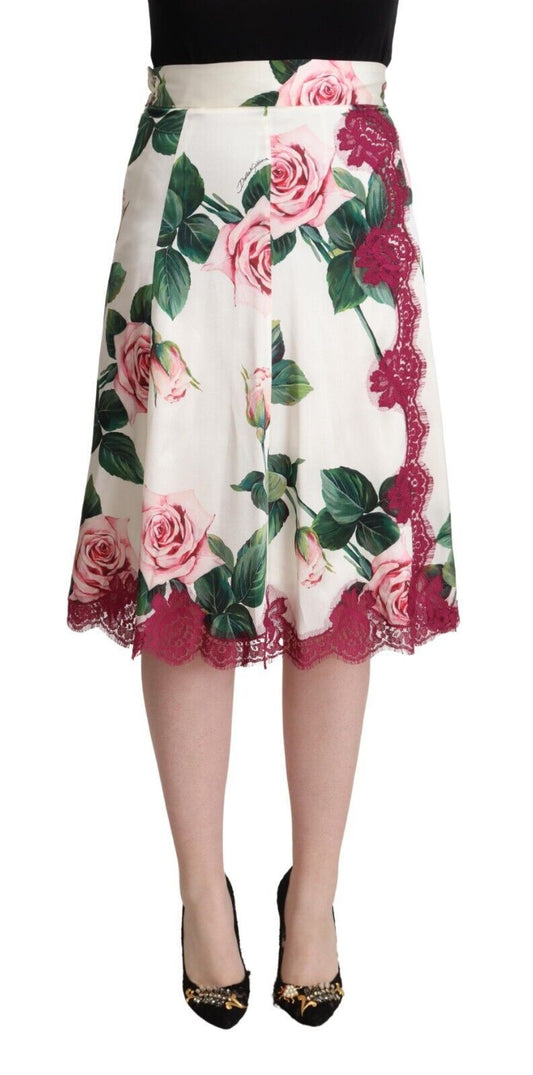 Elegant Floral A-Line Midi Skirt