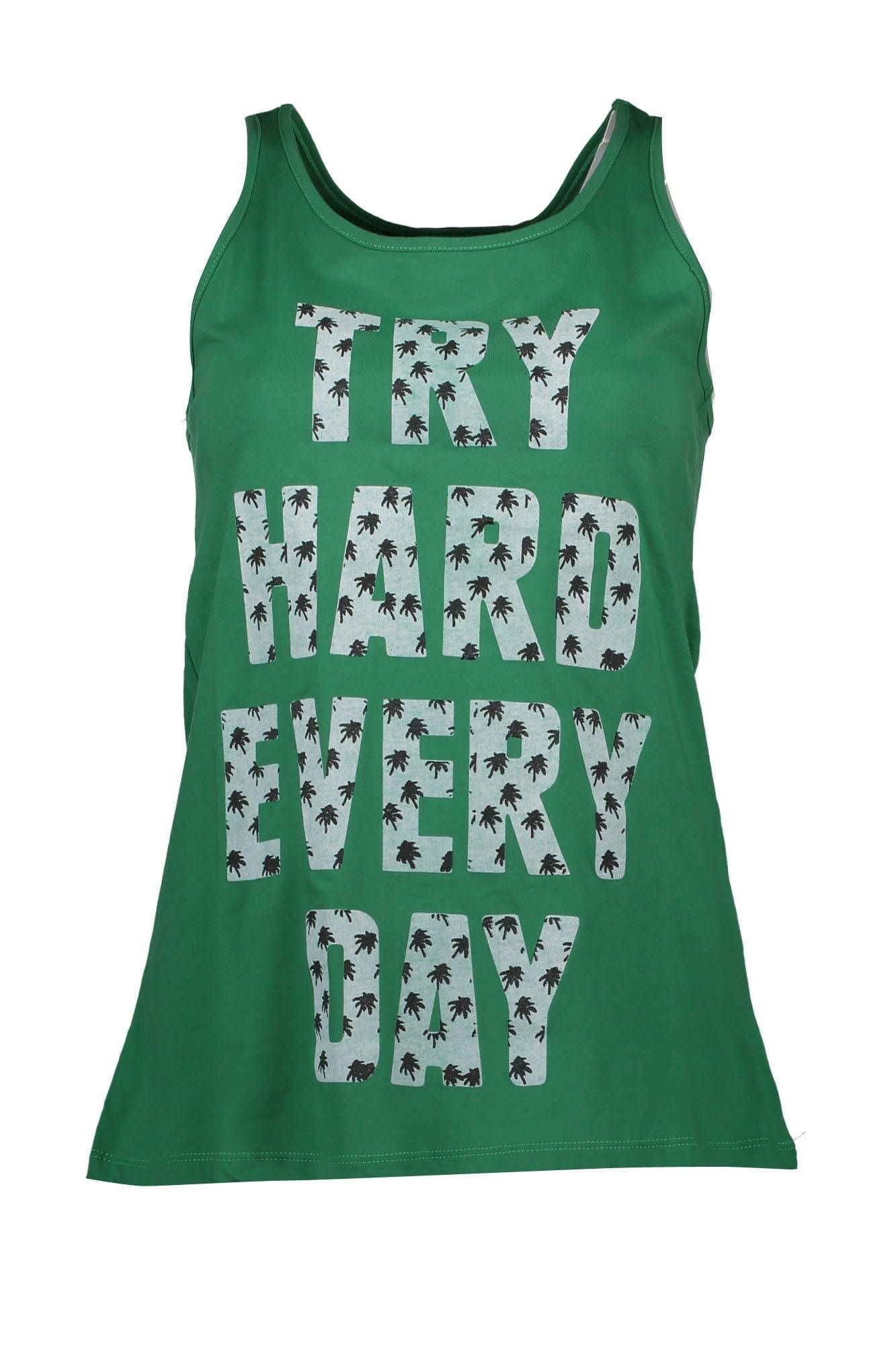 Green Cotton Women Tank Top