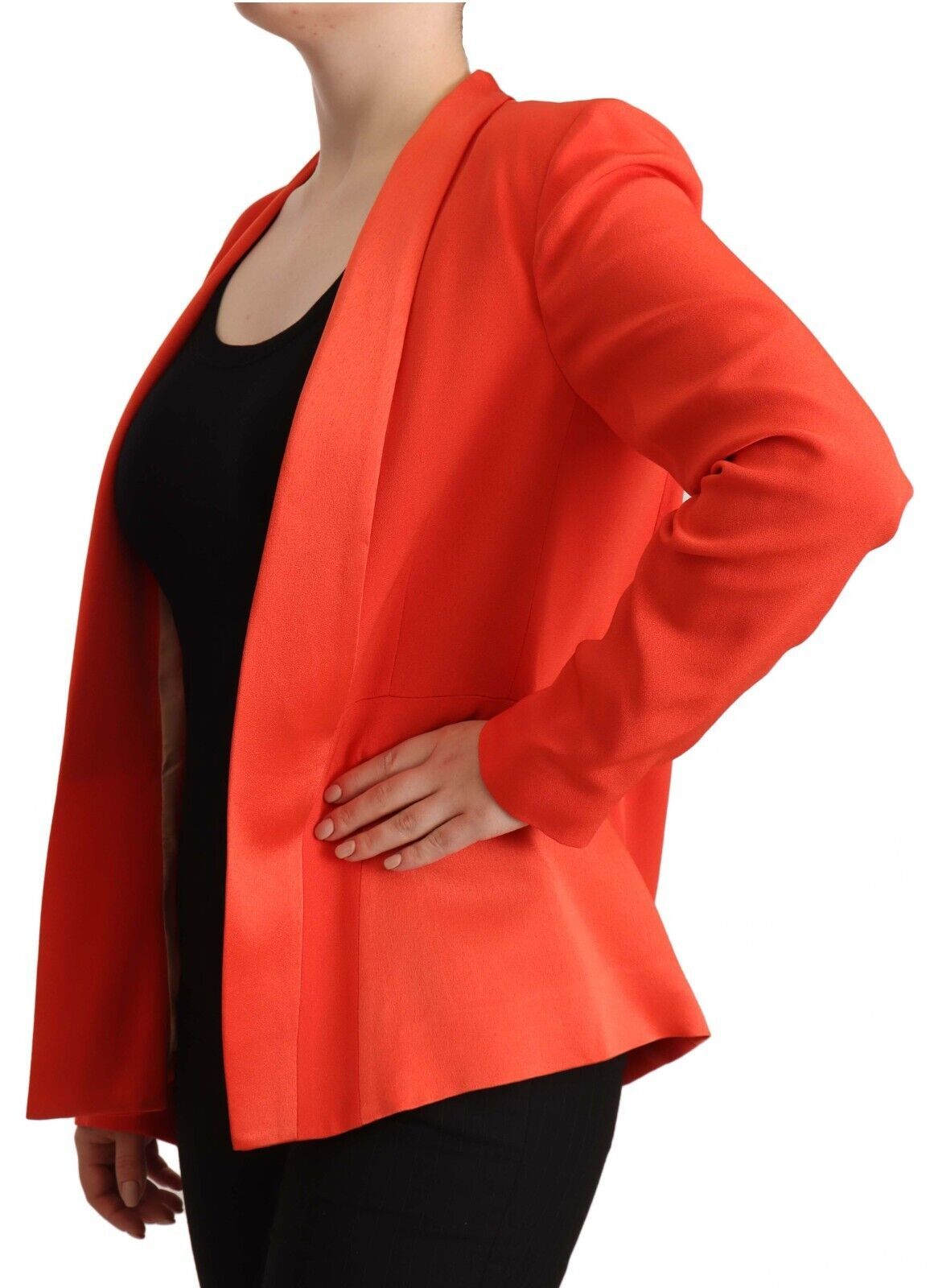 Elegant Orange Overcoat Long Sleeves Jacket