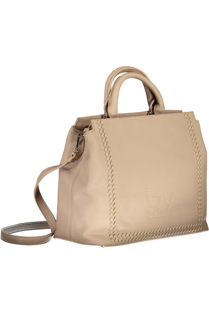 Beige Polyethylene Women Handbag