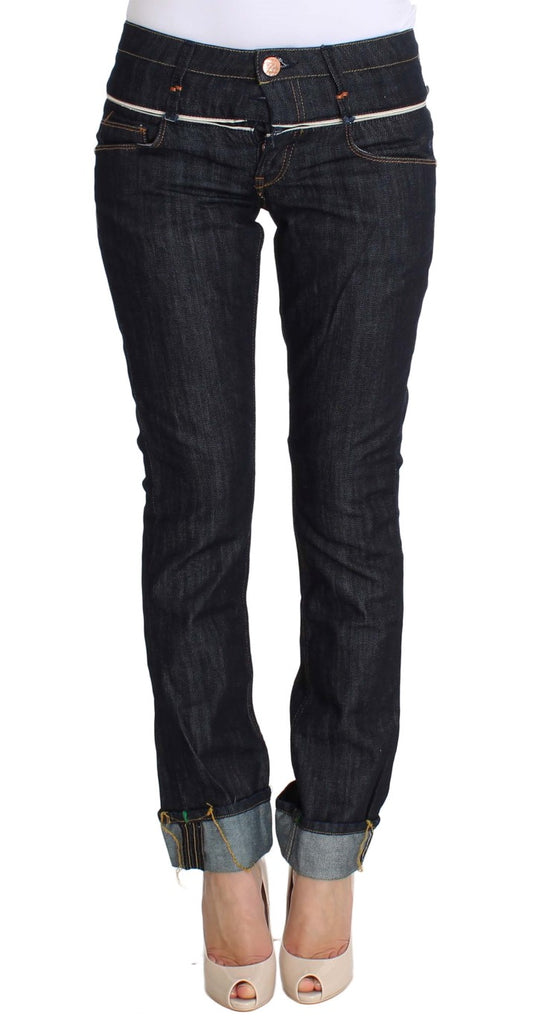 Elegant Straight Leg Dark Blue Jeans