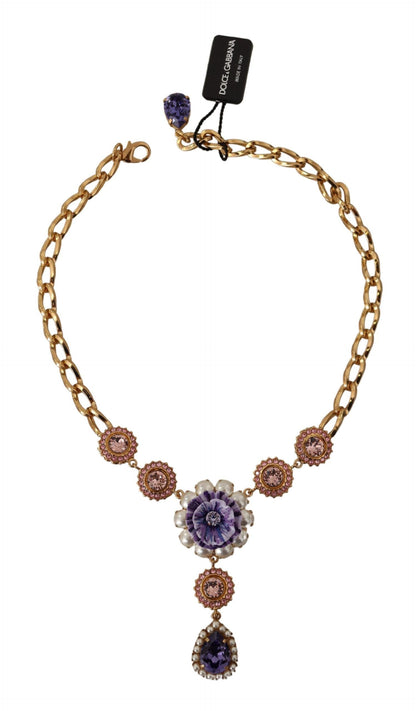 Elegant Floral Crystal Statement Necklace