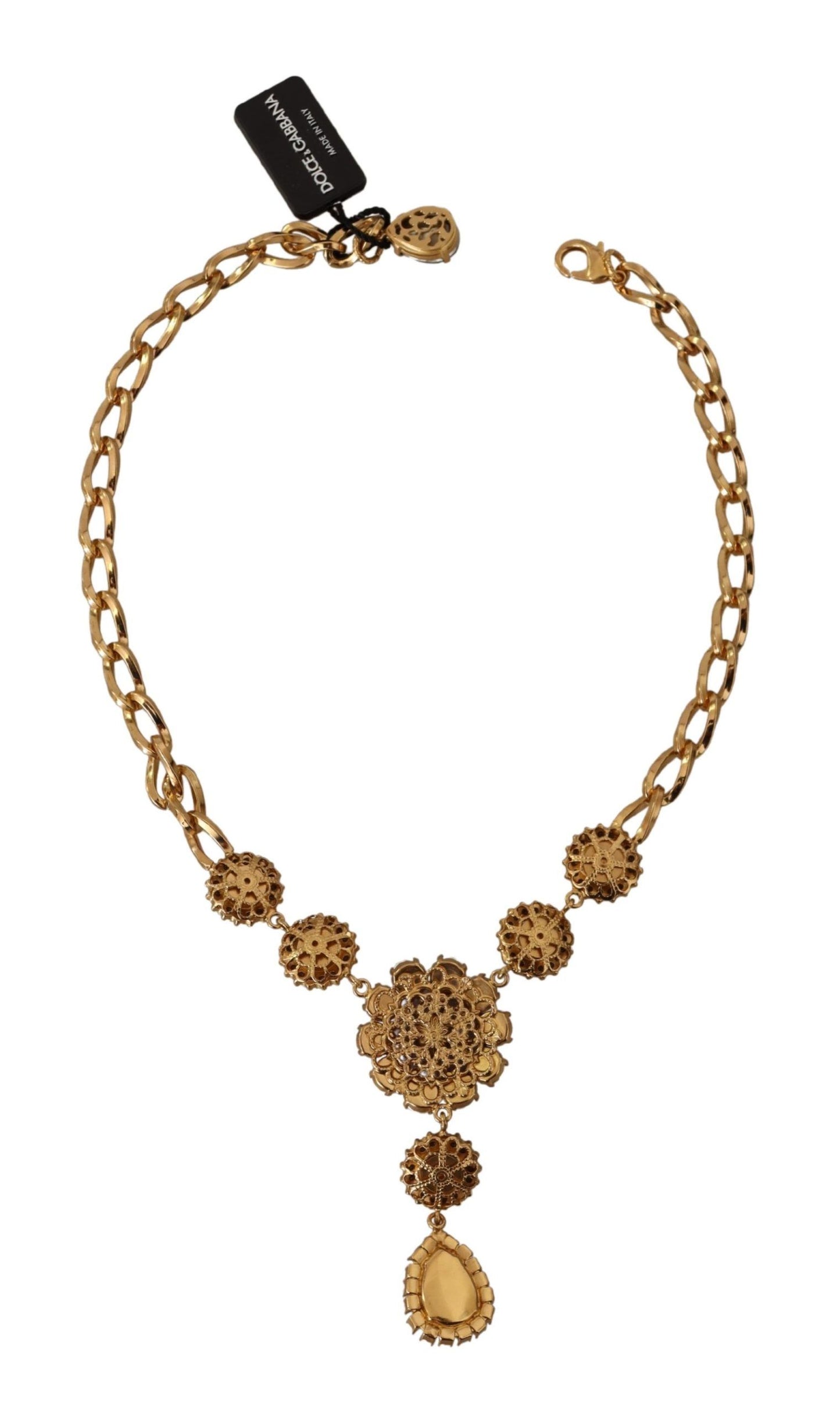 Elegant Floral Crystal Statement Necklace