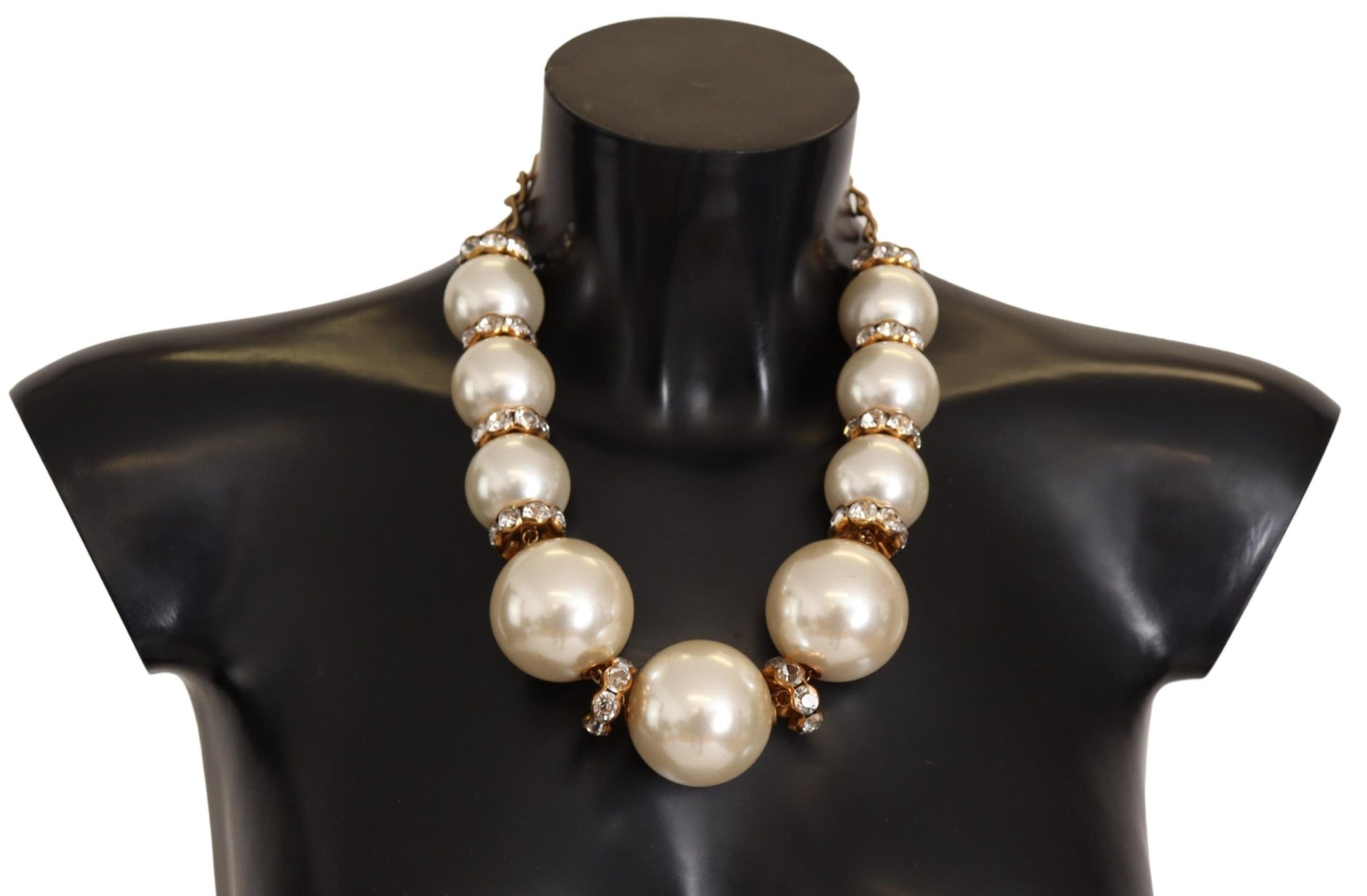 Elegant Faux Pearl Charm Necklace with Crystal Accents