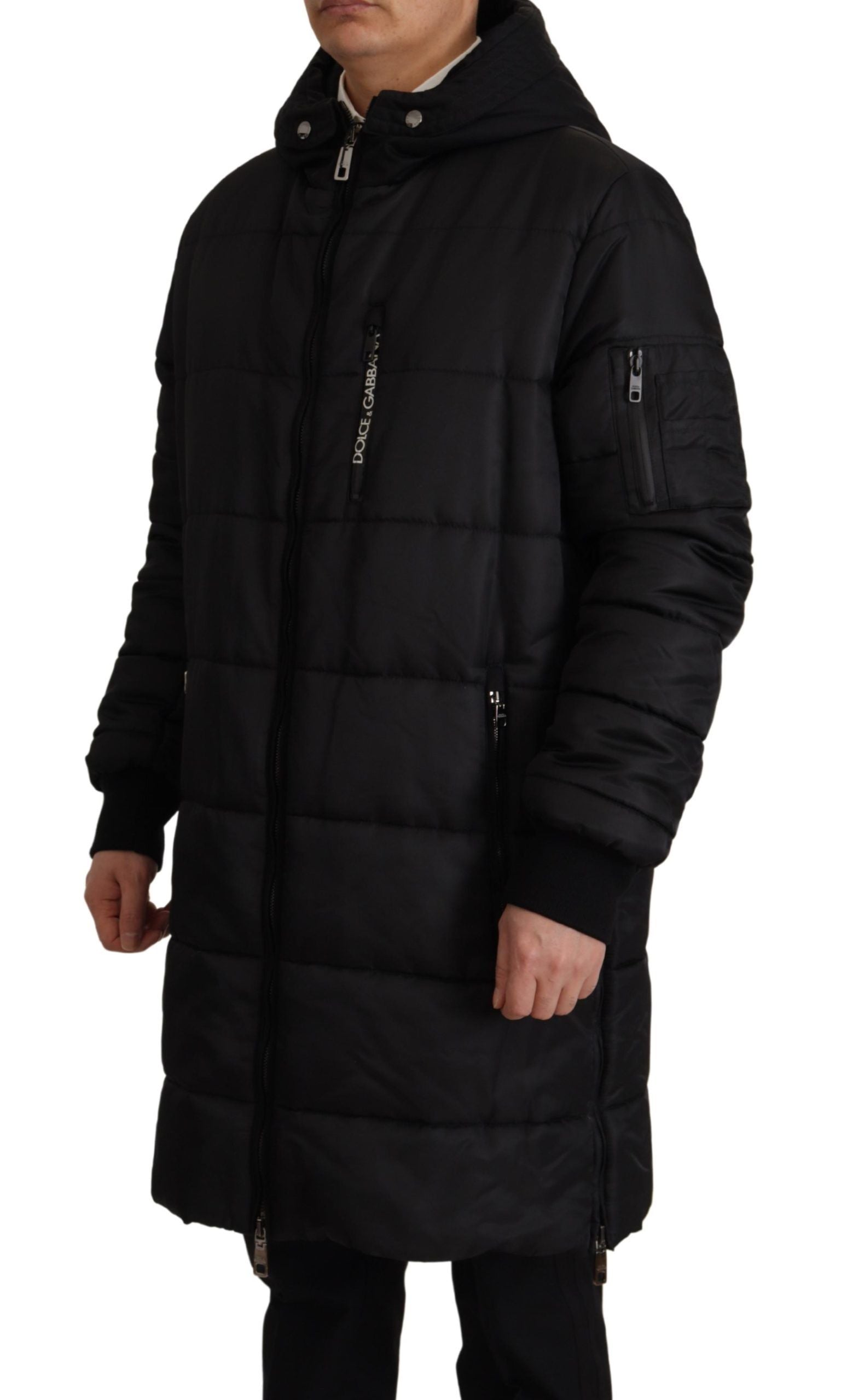 Elegant Black Hooded Parka Winter Jacket