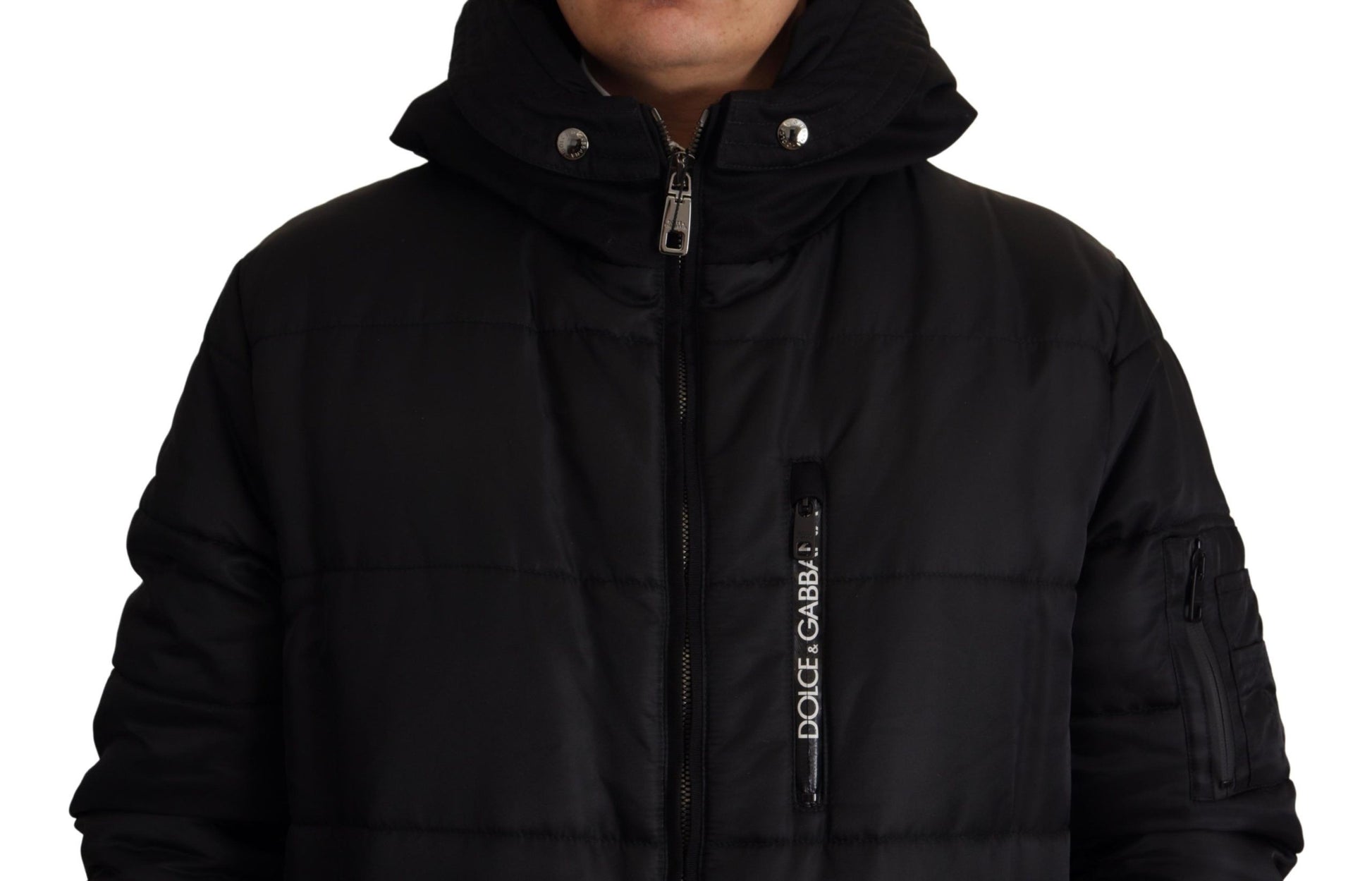 Elegant Black Hooded Parka Winter Jacket