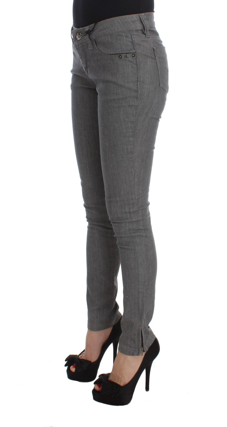 Chic Gray Slim-Fit Designer Jeans