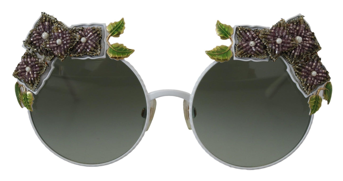 Elegant Floral Embellished Gold Sunglasses