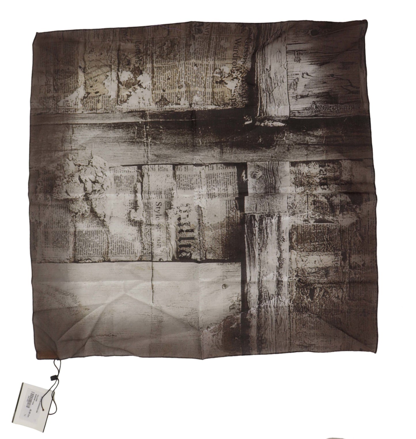 Elegant Newspaper Print Cotton Scarf