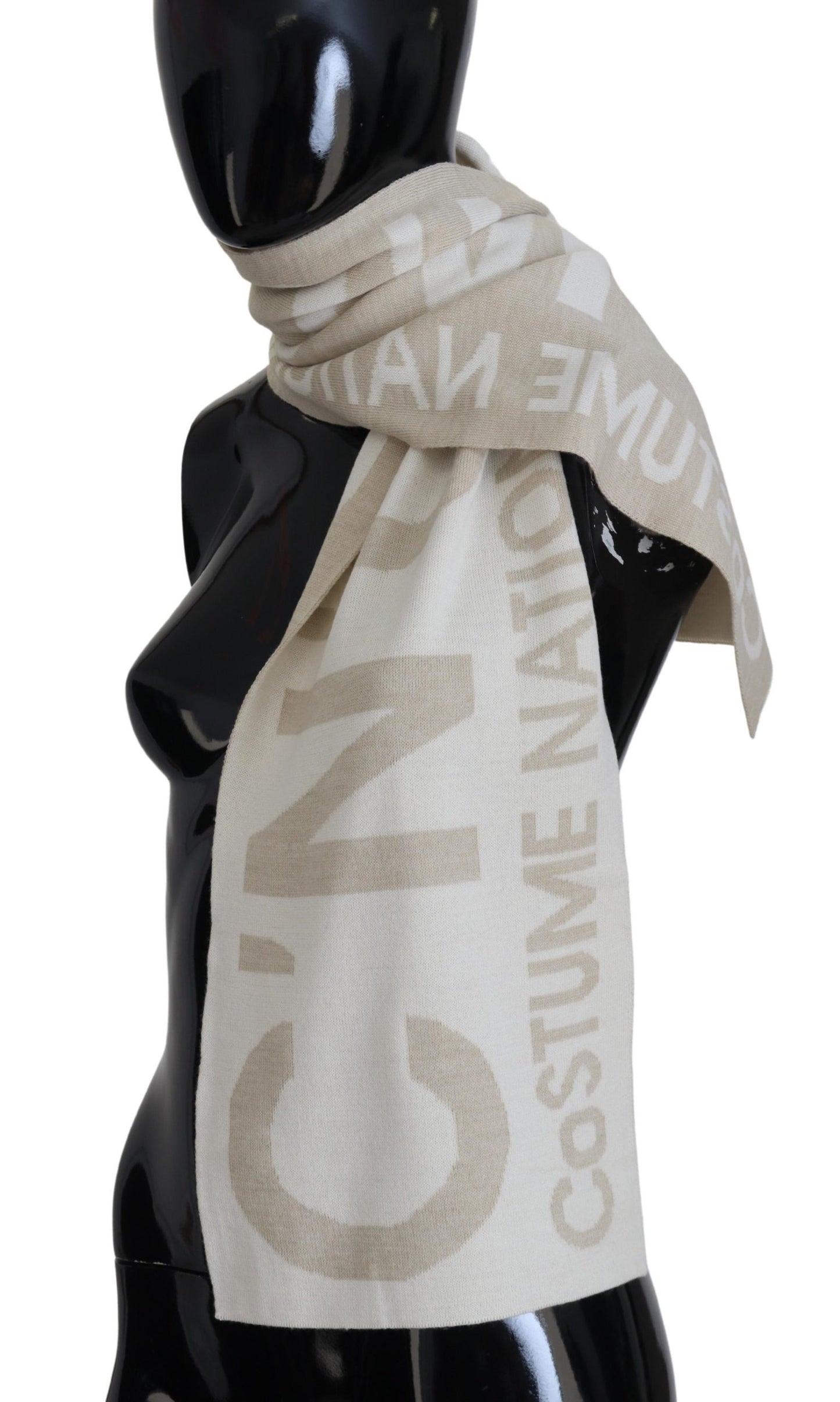 Elegant Beige Wool-Blend Scarf Wrap