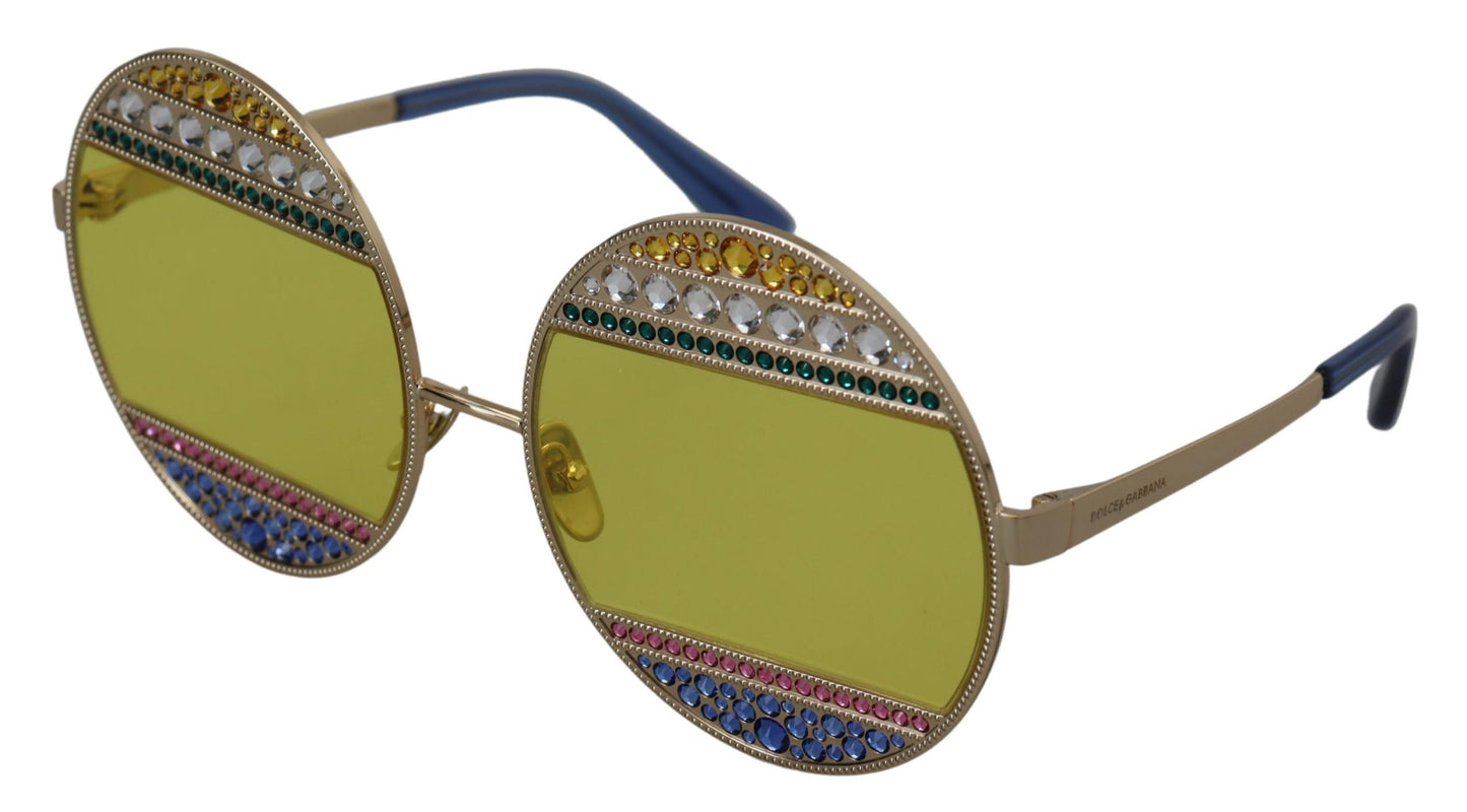 Crystal Embellished Gold Oval Sunglasses