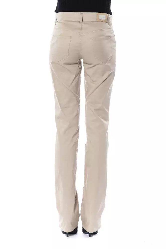 Beige Cotton Women Pant