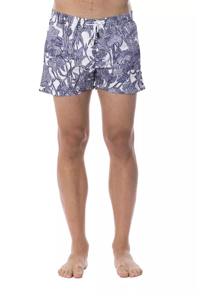 Light Blue Polyester Men Swimwear