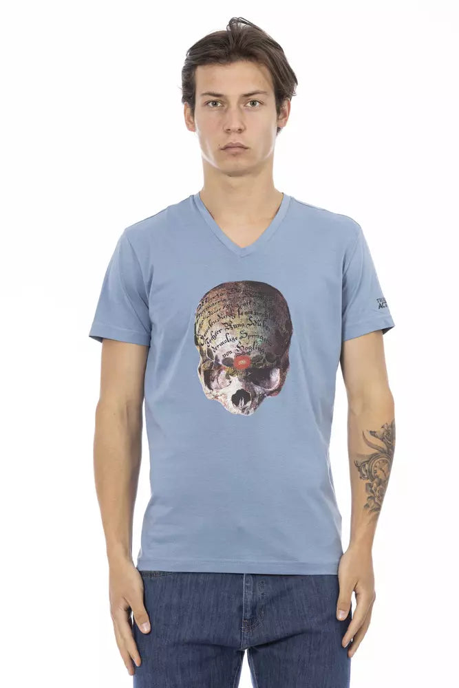 Light Blue Cotton Men T-Shirt