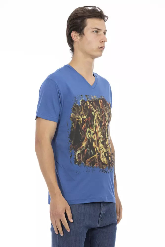 Blue Cotton Men T-Shirt